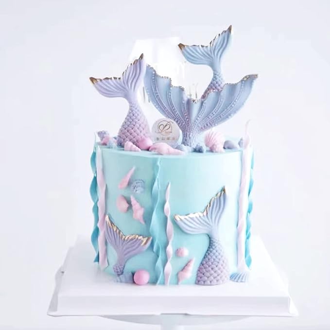 4 PCS Marine Theme Cake Fondant Silicone Mold Seashell Conch Starfish Baking Molds for DIY Cake Decoration Chocolate Candy Polymer Clay Crafting Projects