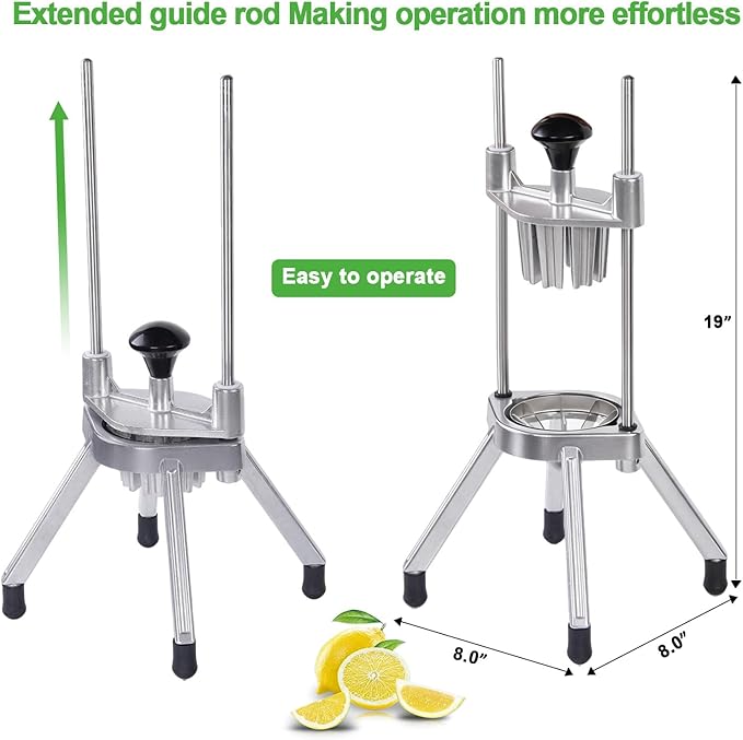 Commercial Lemon Cutter with V-Shaped 420 Stainless Steel Blades 6-Section Vegetable Machine Commercial Vegetable Chopper Dicer Lemon Cutter for Fruit Lemon Orange with One Brush Cleaner Included