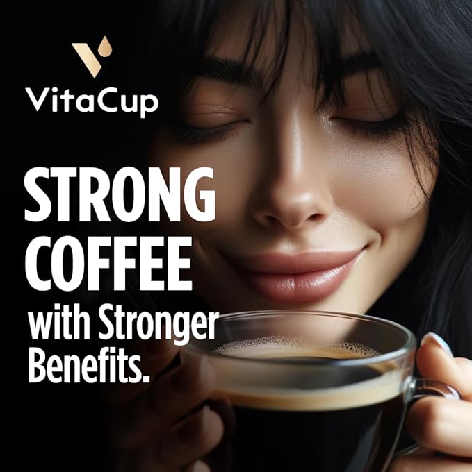 VitaCup Extra Shot Instant Coffee Packets with Espresso Shot, “Red Eye” High Caffeine, Bold Dark Roast w/Vitamin B12, Antioxidants, Premium Instant Coffee in Single Serve Sticks, 48 Ct