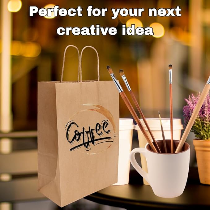 ASSUREPAK DIY Paper Bags - 50 Bags - Kraft Color - 18"x7"x18.5" - 74 LB (110 GSM strong) - Twisted Handle Recyclable Bags for Kids Drawing, Decorating and Creative Projects