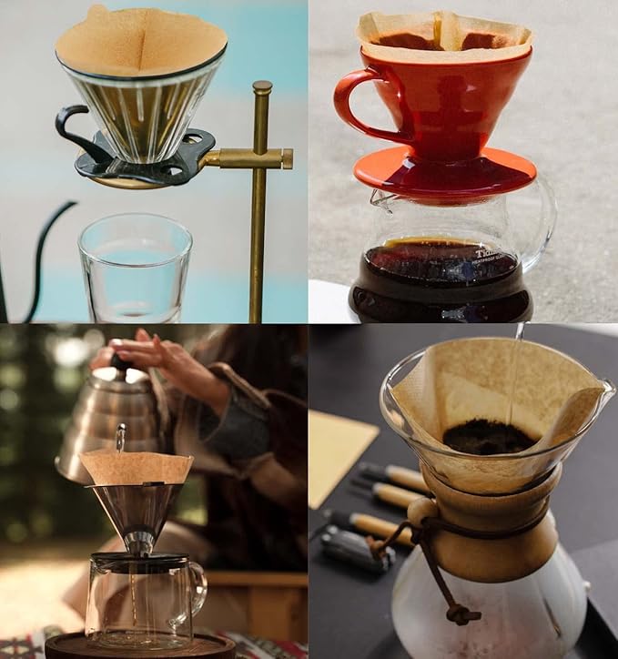 Cone Coffee Filters Size 02, 100 Count 1-4 Cups Unbleached V02 Disposable Coffee Filter Paper, Compatible with Conical Shaped Pour Over Coffee Dripper and Drip Coffee Maker