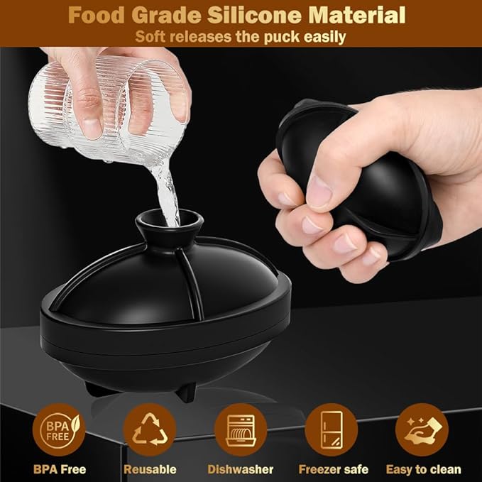 Silicone Football Ice Cube Mold 2.2 Inch Large Silicone Fun Shapes Novelty Football Gifts Craft Round Sphere Ice Ball Molds for Cocktails, Bourbon, Brandy, Whiskey Gifts for Men Women (1, Football)