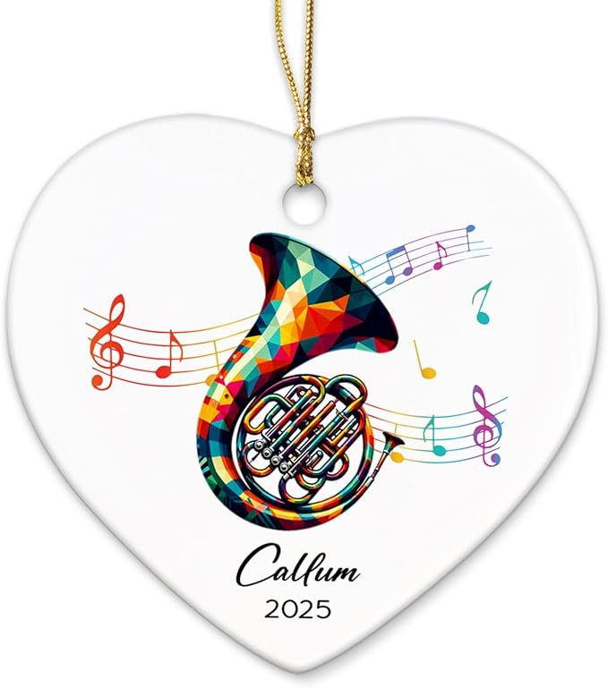 French Horn Ceramic Ornaments, Customized Name & Year French Horn Player Christmas Ornament Gifts, Musical Instrument Ornaments Xmas Tree, Personalized Music Lovers Ceramic Ornament Decoration 2025