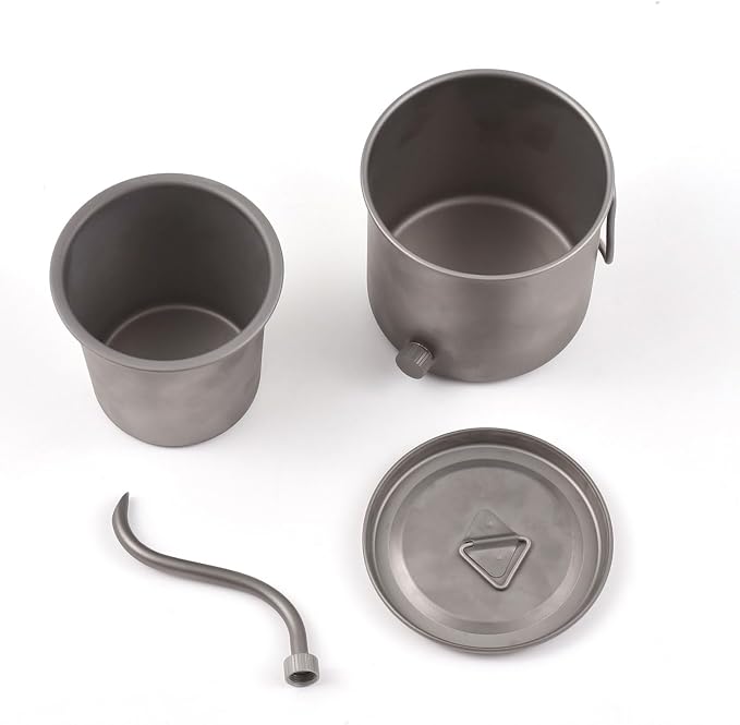 Gooseneck Coffee Kettle, 400ml Pour Over Kettle Ti Folding Handle Water Kettle with Lid
