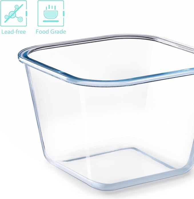 NUTRIUPS 2.1QT Glass Bread Pan with Lid, 7x5 Inch Deep Loaf Bread Baking Nonstick Pans with Airtight Lids, Square loaf pan for Homemade Meatloaf Sourdough (2.0L Square)