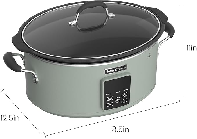 HOMECOOKIN Slow Cooker, Extra Large 10 Quart Digital Programmable Slow Cookers with Timer, Dishwasher Safe Glass Lid & Crock, Kitchen Appliance for Families and Gatherings, Olive