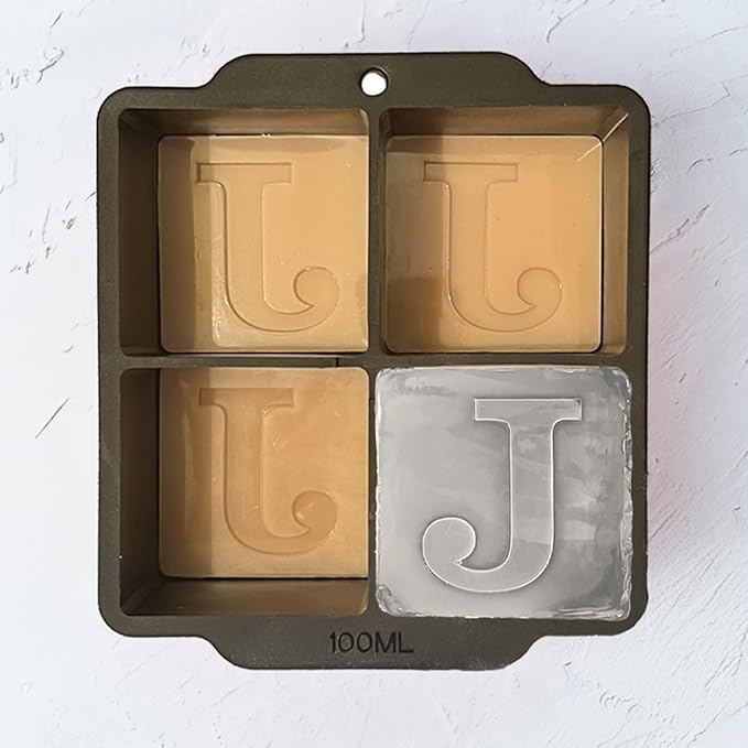 Letter J Monogram Ice Cube Mold Custom Ice Cube Mold 2 Inch Big Initials Silicone Ice Cube Tray Gifts for DAD Gifts for Him