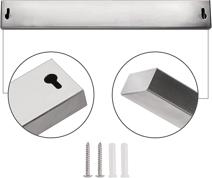 8 Inch Magnetic Knife Holder for Wall No Drill - Upgraded Stainless Steel Magnetic Knife Strip with 3M Type, Magnet Knife Strip Bar Rack for Kitchen Utensil & Tool Storage, Art Supply Essentials