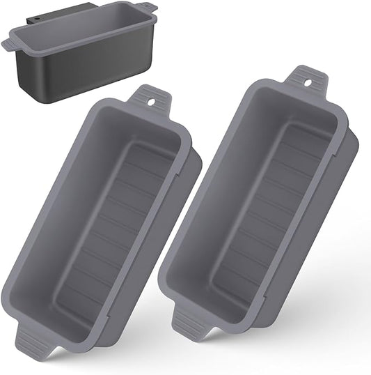 2 PCS Silicone Grease Cup Liners for Blackstone 36 28 22 17 Inch Griddle,Reusable Grease Catcher Cup Liner Grill Grease Tray,Durable Drip Pans Blackstone Griddle Accessories,Grey