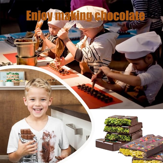 Chocolate Bar Mold,2pcs Silicone Deep Chocolate Bar Molds with 100pcs Bags,Non-Stick Thick Chocolate Bar Molds for Dubai Chocolate Bar,Candy,Chocolate Snacks