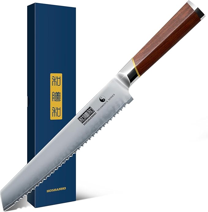 HOSHANHO Bread Knife 8 inch, Professional Japanese High Carbon Stainless Steel Serrated Bread Knife, Razor Sharp Bread Knife for Homemade Bread, Sourdough, Bagels, Cake