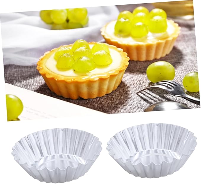 GLEAVI 30pcs Aluminum Alloy Egg Tart Molds Tart Tins for Baking Reusable Tartlet Pans Non Stick Coating
