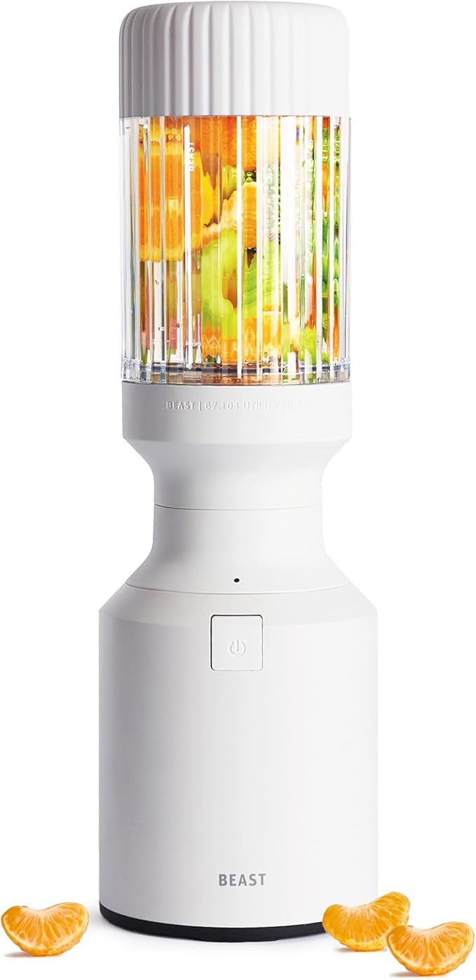 The Beast Mini Blender | Mini Countertop Kitchen Blender | Blend Smoothies and Shakes, Dressings, Sauces, Dips | Straw Cap and Straws Included | 600W (Cloud White)