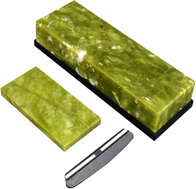 Knife Sharpening Stone,10000 Grit Sharpener Whetstone Final Fine Polishing Natural Green Honing Oilstone for Knives Tools,Cutting Tools (SET-A)