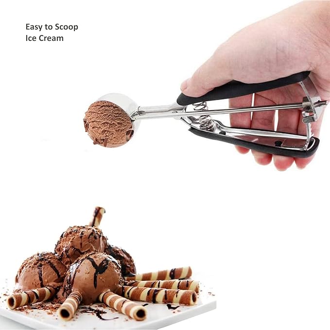 Ice Cream Scoop, Cookie Scoop, 5.3 Tbsp/ 80 ml/ 2.7 oz Cookie Scoops for Baking, 18/8 Stainless Steel Cookie Scooper for Baking, Ice Cream Scooper with Trigger Release, Cookie Dough Scoop