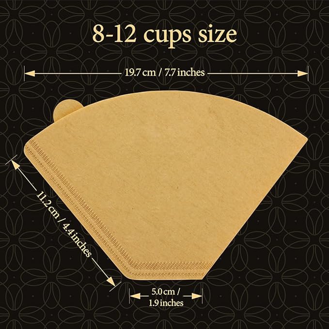 Cafe Le Rou Natural Unbleached Paper Cone Coffee Filters, #4 Size, Brown, 200 Count, for Pour-Over and Drip Coffee Makers'.