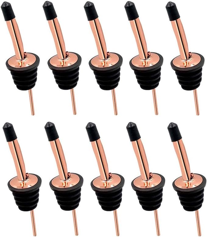24 Pack Liquor Pour Spouts Set - Stainless Steel bottle spout and Liquor Pourers Dust Caps Covers Rose Gold