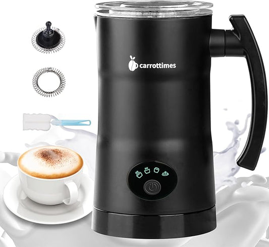 Milk Frother, 4-in-1 Electric Milk Steamer, 11.8oz/350ml Large Capacity for Auto Warm/Cold Foam, Heating Milk for Coffee, Latte, Macchiato, Cappuccino, Hot Chocolate (Black)