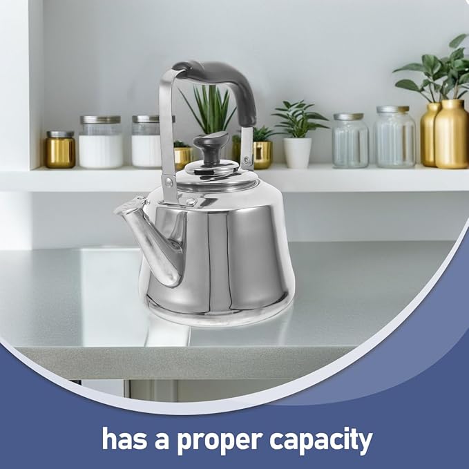 Luxshiny Stainless Steel Tea Kettle for Stove Top with Removable Infuser Large Capacity Water Kettle 1.1 Quart Silver Teapot for Home Kitchen