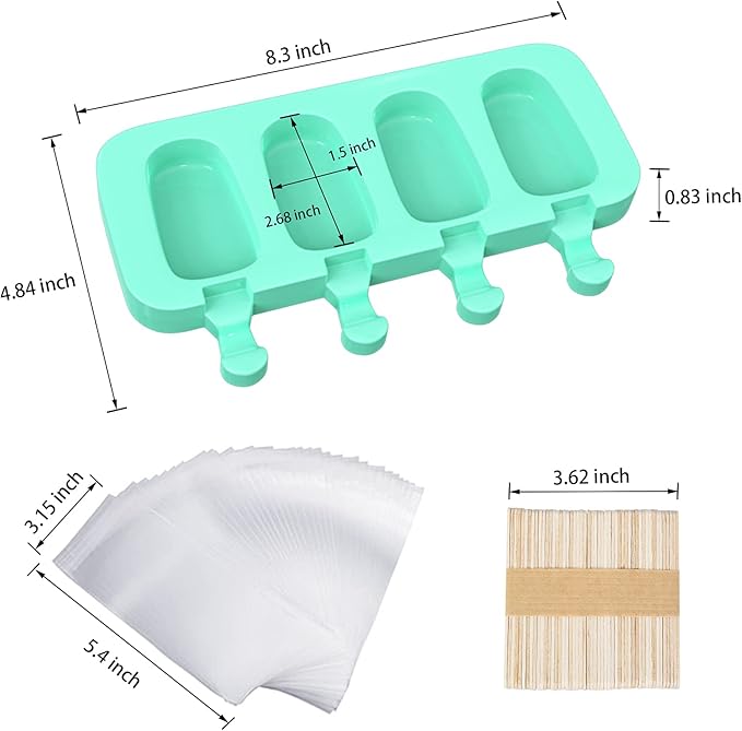 Popsicles Molds, Ozera 2 Pack Homemade Cake Pop Molds, Reusable Silicone Ice Pop Cream Maker Cakesicle Molds with 50 Wooden Sticks & 50 Bags