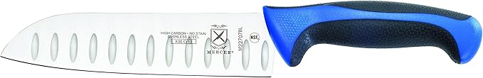 Mercer Culinary Millennia Colors 5-Piece Magnetic Board Set with Blue Handles, Acacia