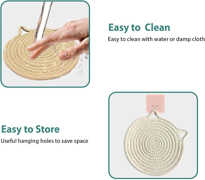 UKJENT Trivets for Hot Dishes - 5 Pcs Cotton Trivet Mats, Heat Resistant Hot Pads Pot Holders Set for Hot Pots & Pans, Kitchen Counter Farmhouse Table New Home Decor Essentials(7" & 9" & 12")