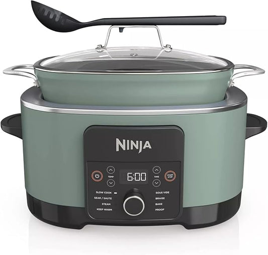 Ninja Foodi PossibleCooker PRO 14-in-1 8.5 Qt Multi-Cooker – Replaces 14 Tools, Nonstick Pot, Glass Lid & Integrated Spoon (Sage Green)