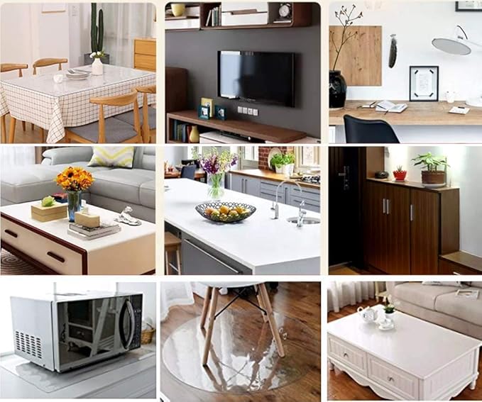 NECAUX Custom 16 x 63 Inch Frosted Desk Cover Protector, 1.5mm Thick Water Resistant Plastic Non-Slip Table Pad Table Cover Protector for Coffee Table, Writing Desk, Trainning Table