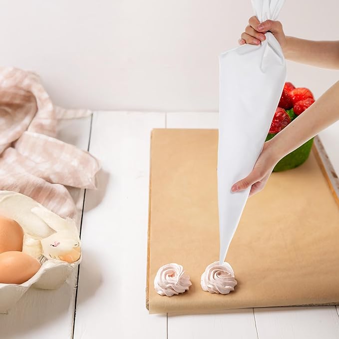 6 Pcs 24 Inch Pastry Bag Cotton with Plastic Coating Reusable Pastry Piping Bags Canvas Cake Decorating Bags Pastry Icing Bag Decorating Bags for Frosting Decorating Cupcakes Cakes Cookies