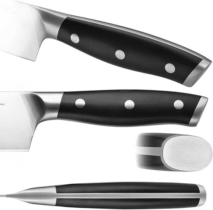 Klaus Meyer Stahl 3.5 inch Paring Knife High Carbon Exclusive German Steel Fruit Knife, Small Kitchen Knife with Ergonomic Handle (Black)