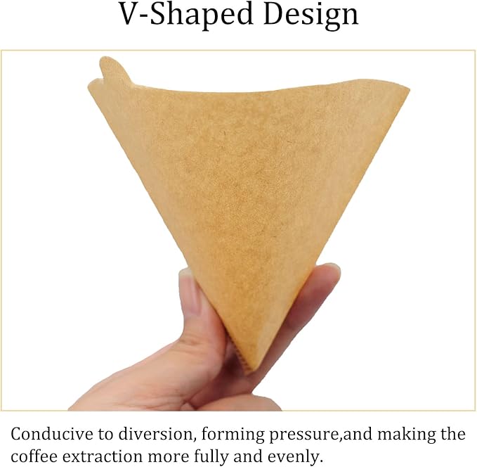 Cone Coffee Filters Size 02, 100 Count 1-4 Cups Unbleached V02 Disposable Coffee Filter Paper, Compatible with Conical Shaped Pour Over Coffee Dripper and Drip Coffee Maker