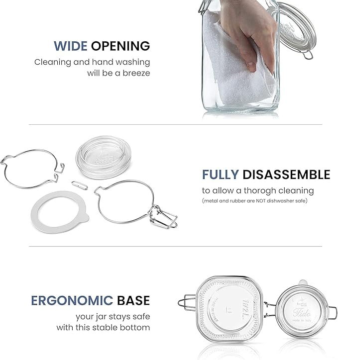 Bormioli Rocco Fido Square Jaw with Blue Lid, 25-1/4-Ounce, 149520M04121197