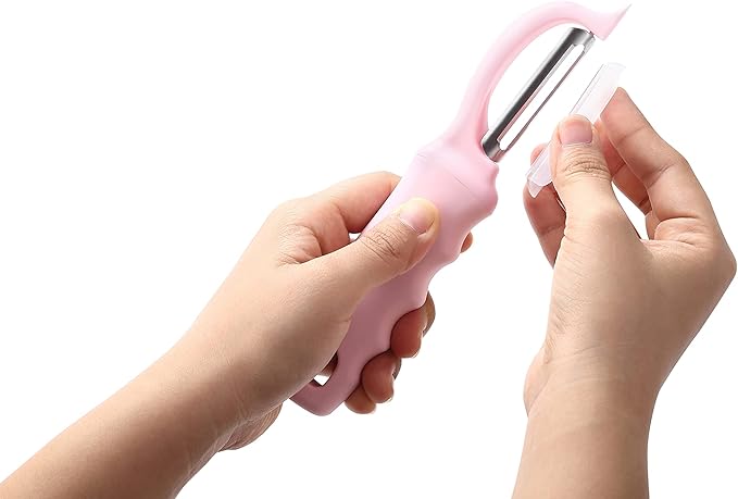 Spring Chef Premium Swivel Vegetable Peeler, Soft Grip Handle and Ultra Sharp Stainless Steel Blades - Perfect Kitchen Peeler For Veggie, Fruit, Potato, Carrot, Apple - Pink Lemonade