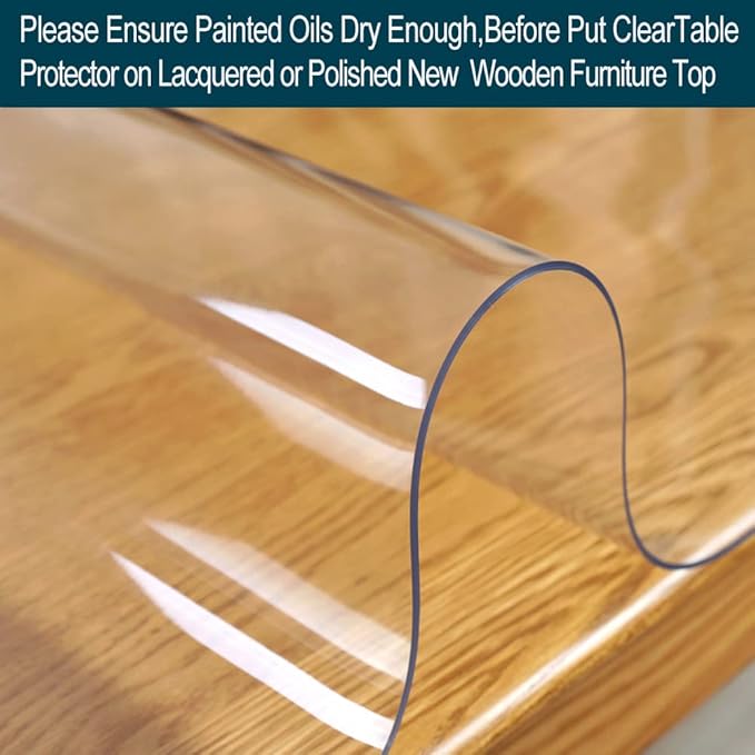 24 x 24 Inch 2PCS Multisize 1.5mm Thick Clear PVC Table Cover Protector Square Waterproof Crystal Plastic Tabletop Protective Pad for End Table Night Stand Bedside Sofa Table Surface Cover Floor Mat