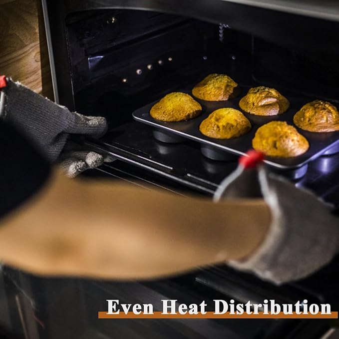 2 Pcs English Muffin Pans, 3.6 Inch Non-Stick 6 Cup Straight Side Cupcake Pan, Hamburger Bun Pan for Home/Kitchen Baking(Lid NOT Included)