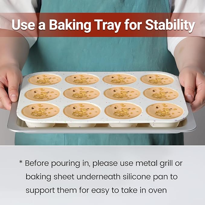 CAKETIME Silicone Muffin Pans for Baking, Regular 12 Cups and Mini 24 Cups Muffin Pan for Baking Egg Bites, Muffins, Cupcakes, Frittata Set of 2 Confetti