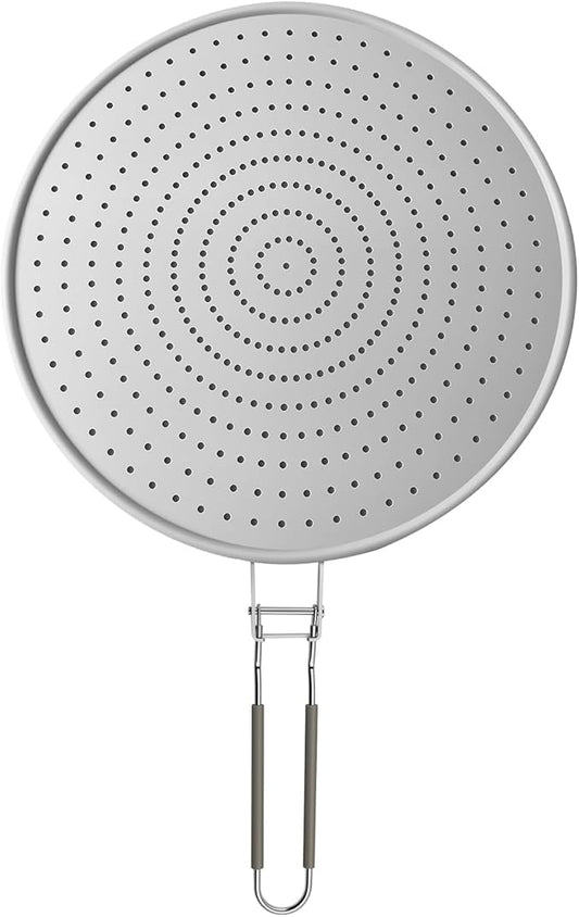 Silicone Splatter Screen for Frying Pan 13 Inch - Grease Splatter Guard with Foldable Handle, Dishwasher Safe & Never Rusts, Fits Most Pans for Stove Top & Bacon Cooking