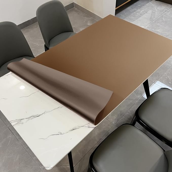Table Top Protector for Dining Room Table - Can Be Used On Both Sides Waterproof and Easy to Clean Good Flatness Used for Dining Table(Mud Color+Champagne Gold 44x84)