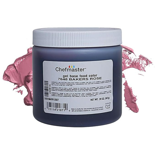 Chefmaster Bakers Rose Gel Food Coloring | Vibrant Color | Professional-Grade Dye for Icing, Frosting, Fondant | Baking & Decorating | Fade-Resistant | Easy-to-Use | Made in USA | 20 oz