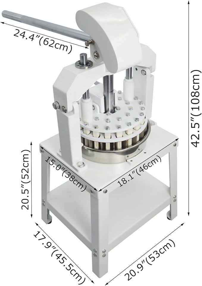 Manual Dough Divider 24pcs, Commercial Dough Dividing Cutting Machine, Stainless Steel Dough Cutter for Bakery, Pizzeria