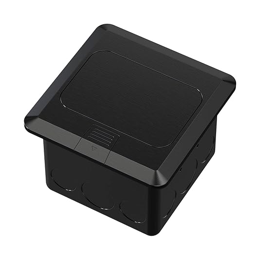 KYHSHJ 4.8A USB Chargers Pop Up Floor Waterproof Electrical Outlet Receptacle Stainless Steel Box,Black