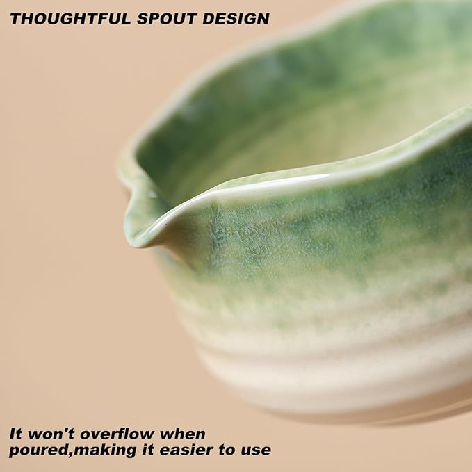Matcha Set 7-Piece Tea Set with Brush, Bowl, Whisk, Strainer, Chasen, for Matcha Tea Ceremony （Gradient Green）