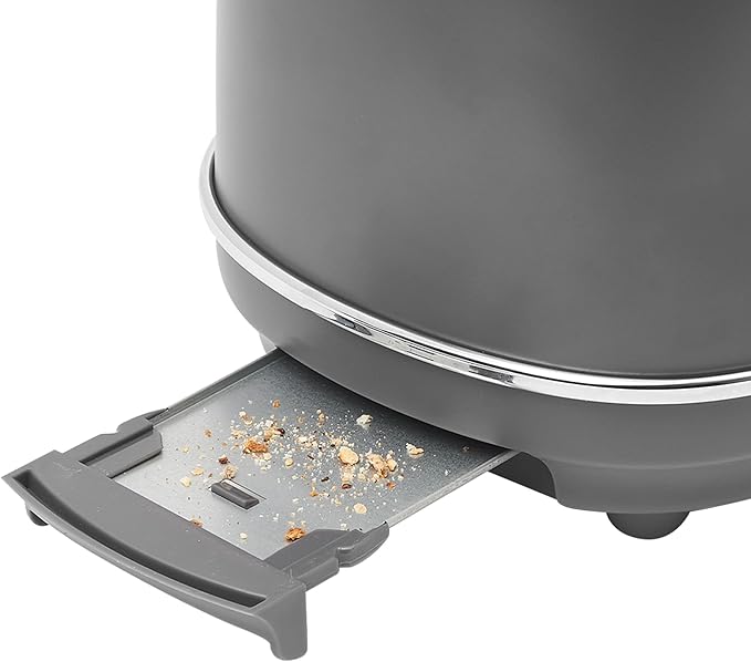 Haden Chelsea 2 Slice Wide Slot Toaster with Adjustable Browning Control, Grey & Chrome