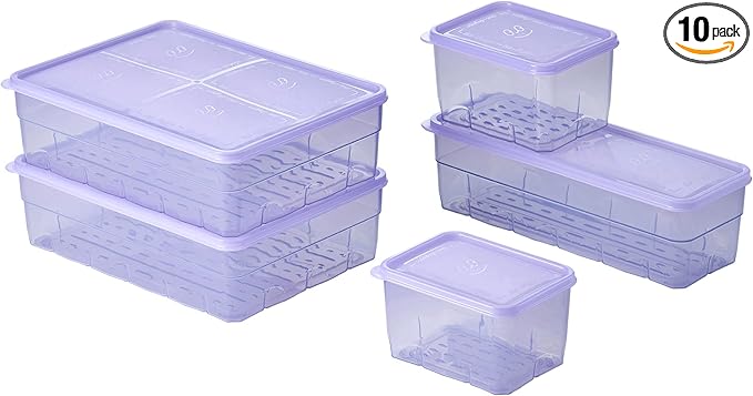 Freezer Storage Containers, 10 Pcs Assorted Containers with Lids Value Pack│Flexible even when frozen│Freezer safe│Anti-freezer burn│BPA-free│Stackable│Made in Korea