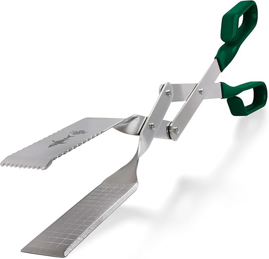 Shark BBQ Grill Tongs - 17 inch Green. Professional kitchen and outdoor grilling utensil. Long reach Barbeque Grilling Tongs. Ideal for steak, fish, burger, and sausage