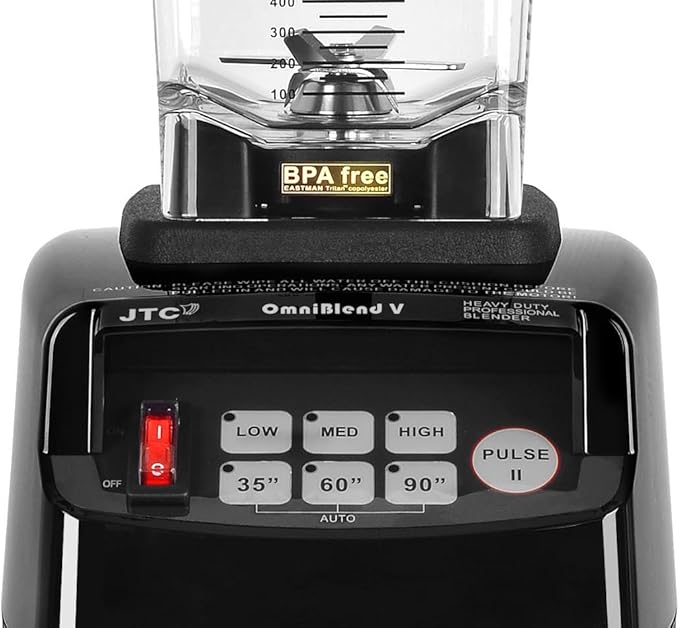 OmniBlend Omni-Q Commercial Blender with Full Sound Enclosure Shield, Quiet Heavy Duty 3-Speed, Self-Cleaning, Includes Multifunctional 2-in-1 Wet Dry Blades, 1.5 Liter Jar (Black)
