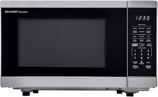 SHARP Countertop Microwave Oven Compatible with Alexa Orville Redenbacher's Certified with Removable 12.4" Carousel Turntable, 1000 Watt, 1.1 Cubic Feet, Stainless Steel