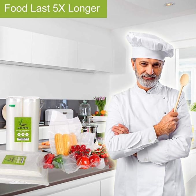 VacYaYa 8 Pack 8"x20'(4Rolls) and 11"x20' (4Rolls) Vacuum Sealer Bags Rolls with BPA Free and Heavy Duty,Commercial Grade Vaccume Seal Bags Rolls Work with Any Types Vacuum Sealer