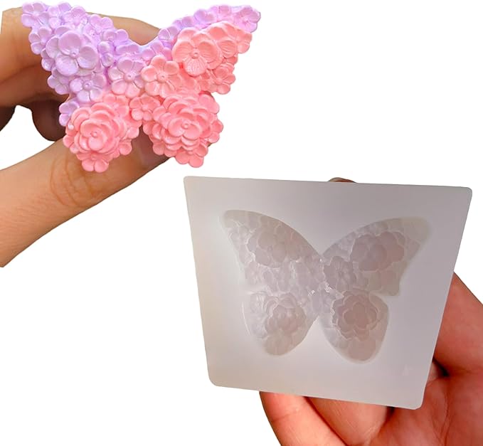 2 Pack Flower Butterfly Candle Mold, Floral Silicone Mold, Animal Plant Resin Mold for Soap Soy Wax Epoxy DIY Handcraft Home Ornaments Wedding Party Home Decoration