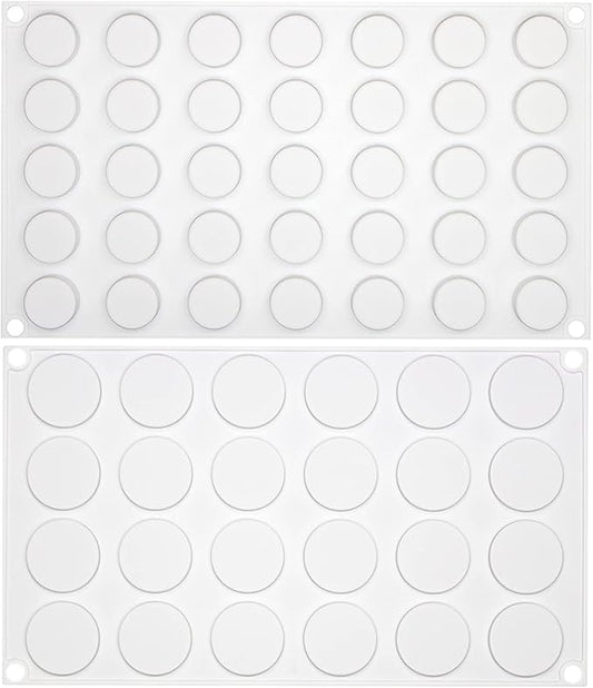 Flat Round Disc Silicone Mold Baking Tray 2 Sizes for Mini Tart Cookie Dessert Chocolate Caramel Candy Epoxy UV Resin Jewelry Soap